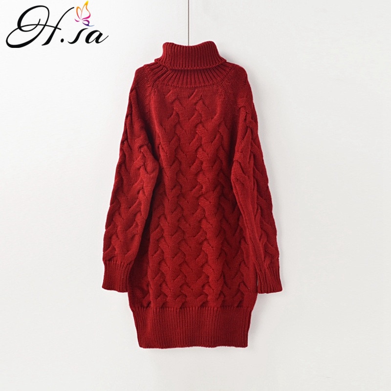 H.SA Women Sweaters long Turtleneck Knitted Pullover and Jumpers Fall Winter Warm Casual Pullover Sweaters Pull femme hiver