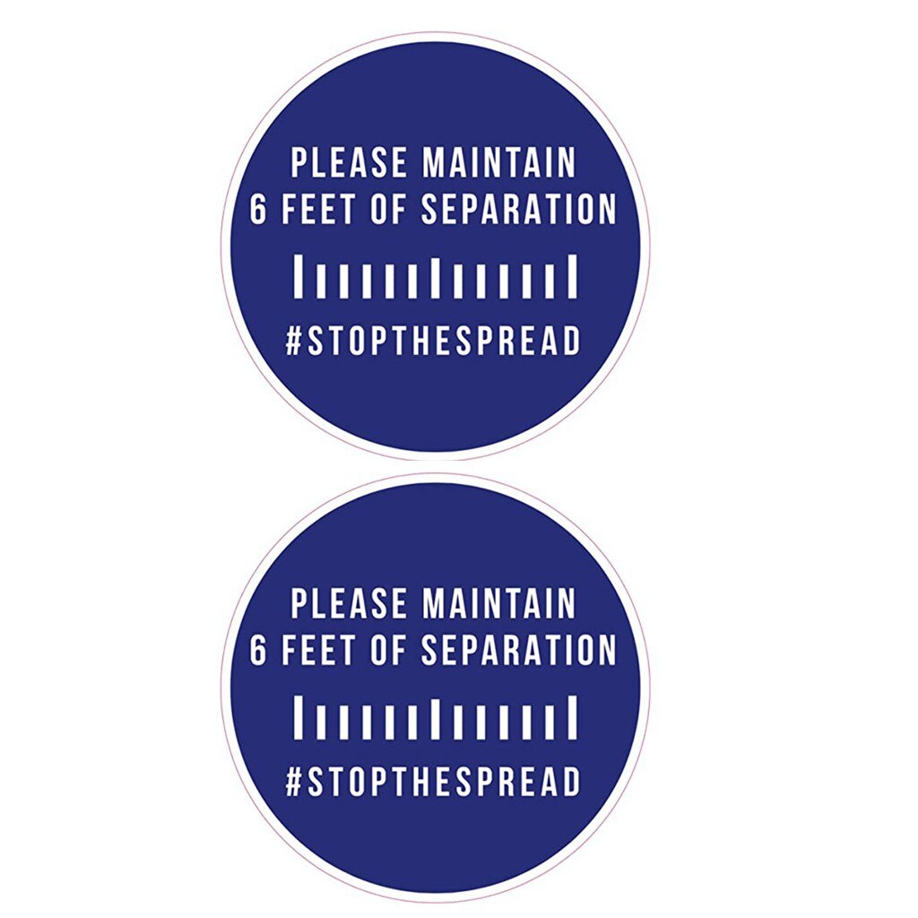 2pcs Ground Sign Isolated Label Please Keep Wait Here Stand Here Keep 6ft In Between Distance Marker Floor Stickers: Blue / 2pcs