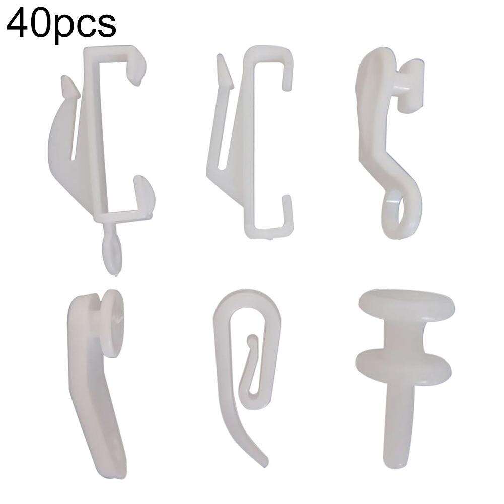 40Pcs Window Curtain Rod Slide Rail Track Glider Drape Pole Runner Loop Hook