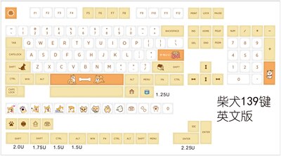 1 set Shiba Inu Theme keycaps for MX switch mechanical keyboard PBT dye subbed key caps XDA profile light-proof 1.5mm: Only English