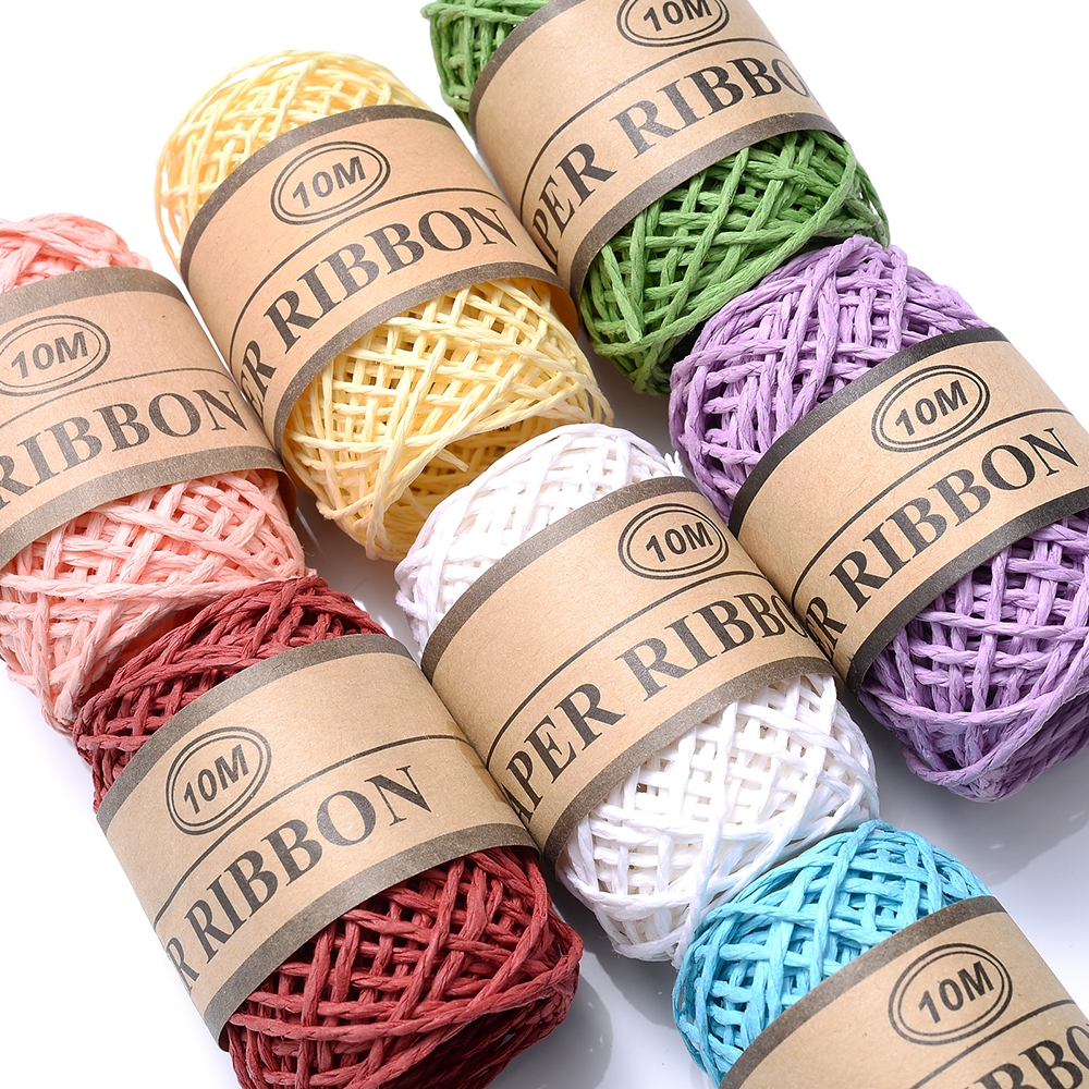 10 meter/rulle raffia papirreb blomsteremballage materiale gør-det-selv håndværk maleri fest bryllup dekoration tilbehør
