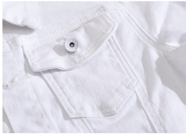 Efterår koreansk denim jakke herre slank langærmet cowboy jakke herre hvid patch cowboy tøj frakke
