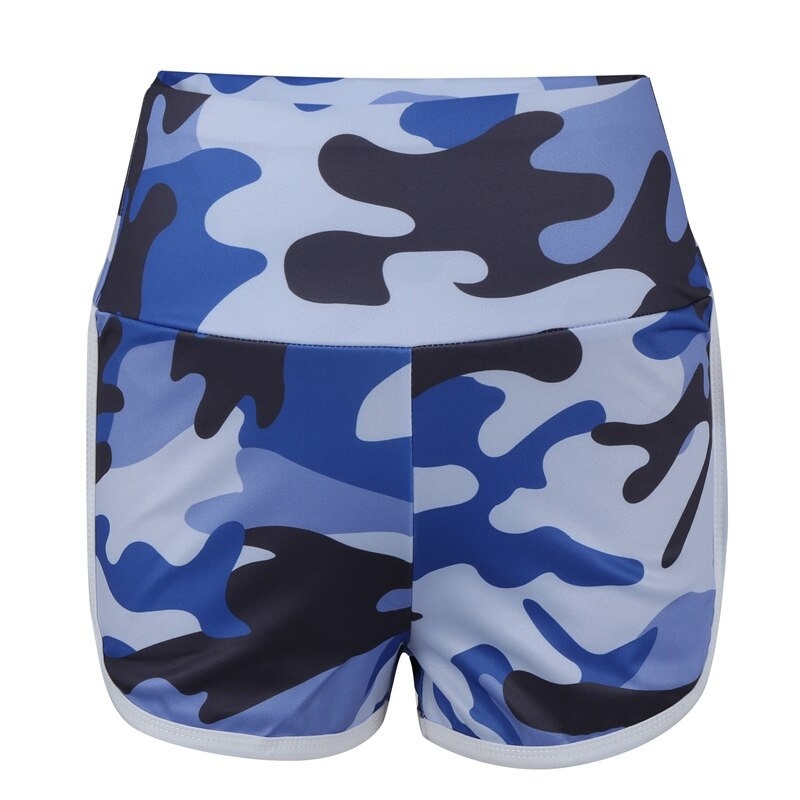 Top dames camouflage workout shorts gym yoga shorts dames elastische hoge taille fitness sport casual short blauw l