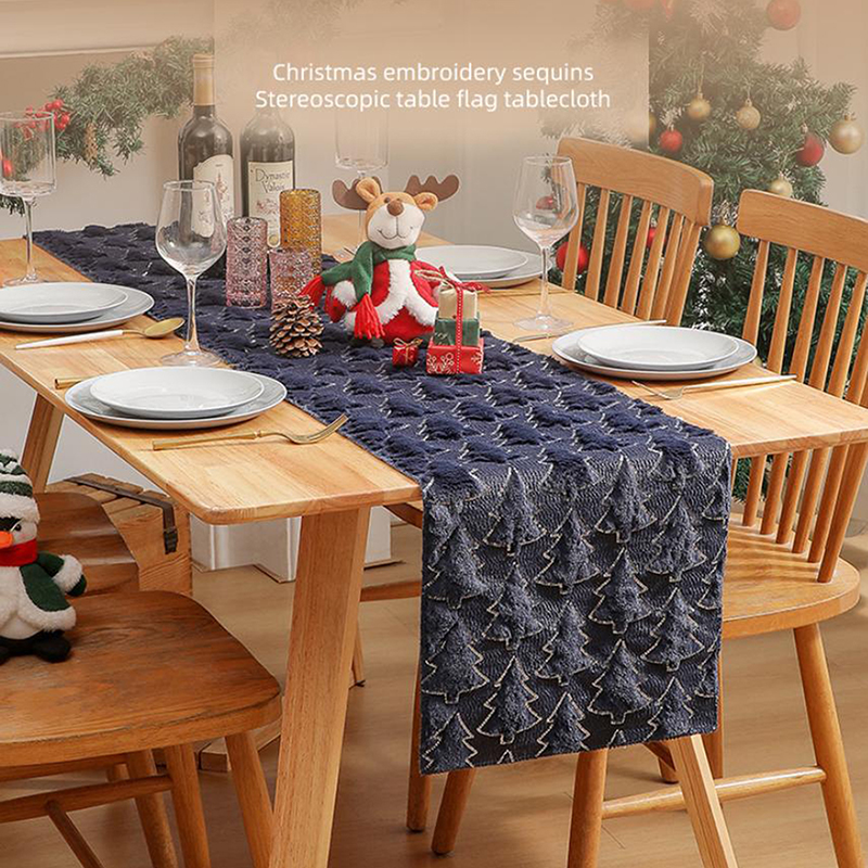 ​ kerstbomen zachte pluche tafelloper voor binnen buiten thuis party decor keuken eettafel.