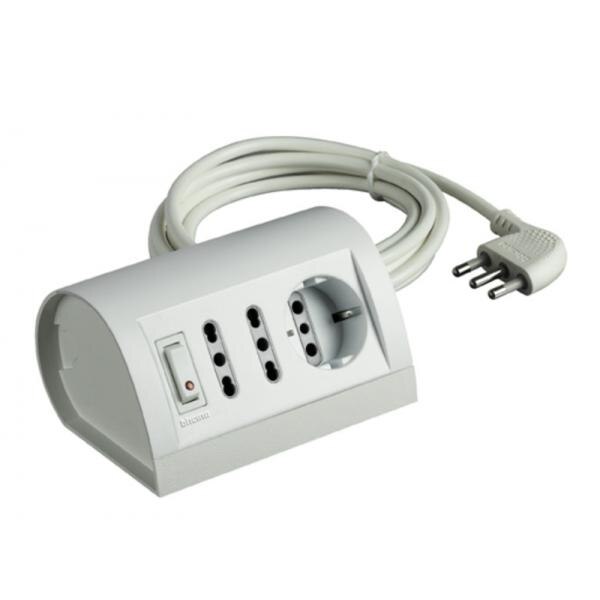 BB-BTicino bloc multiprise bureau avec interrupteur et câble de connexion 16A 2P + T standard italien gain de place thornproof 2 p