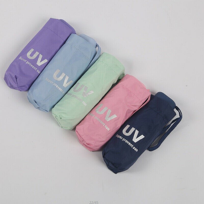 Solid Sun Rain Pocket Umbrella Anti UV Mini Folding Windproof Lightweight Travel Women