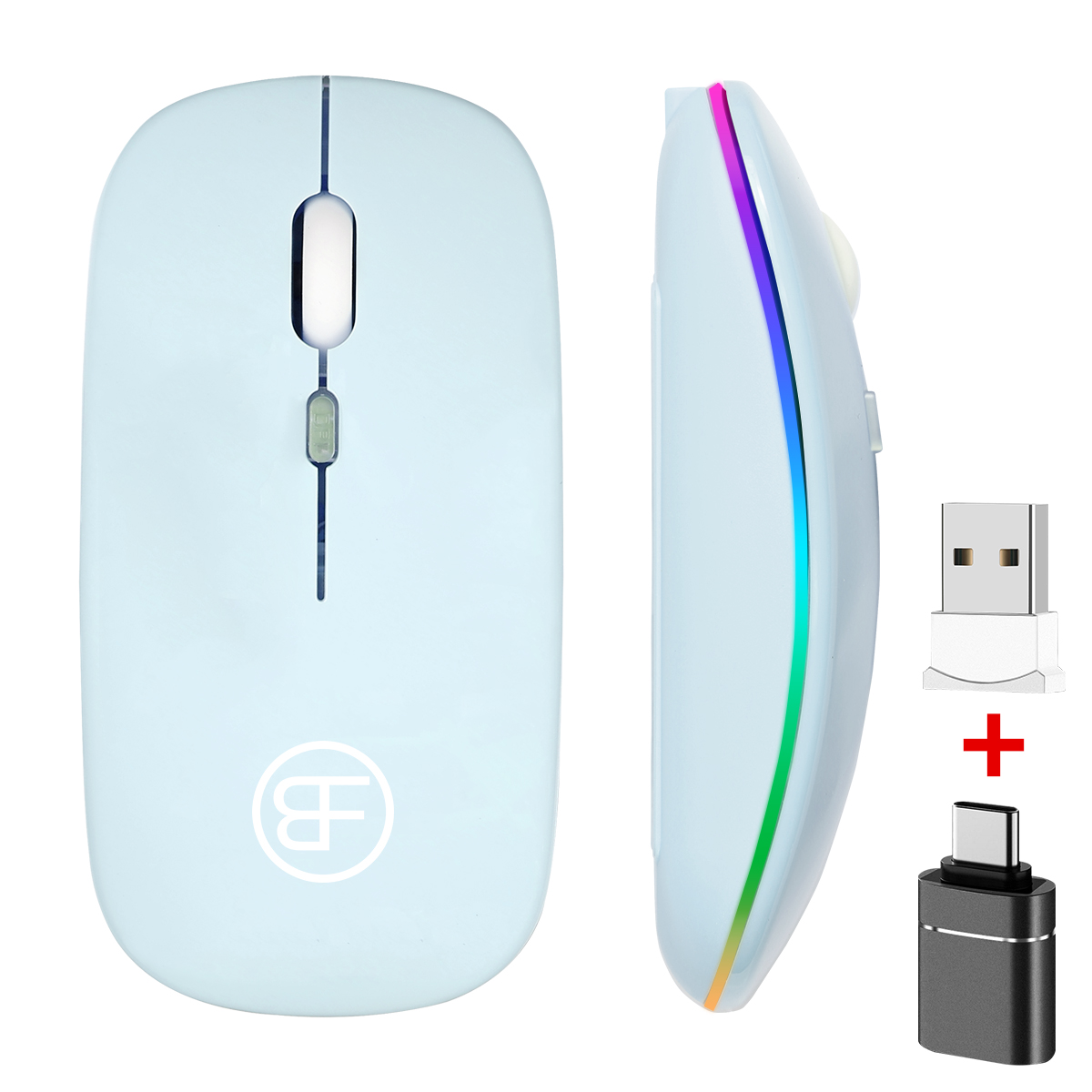 Wireless Mouse Rechargeable RGB Mice Wireless Computer Mouse LED Backlit Ergonomic Gaming Mouse For Laptop PC: DARKNESS