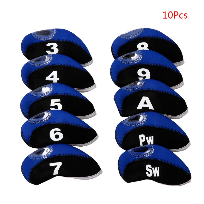 10 unids/set portátil deporte funda de neopreno de cabeza para Club de Golf de hierro cubierta protectora de cabeza