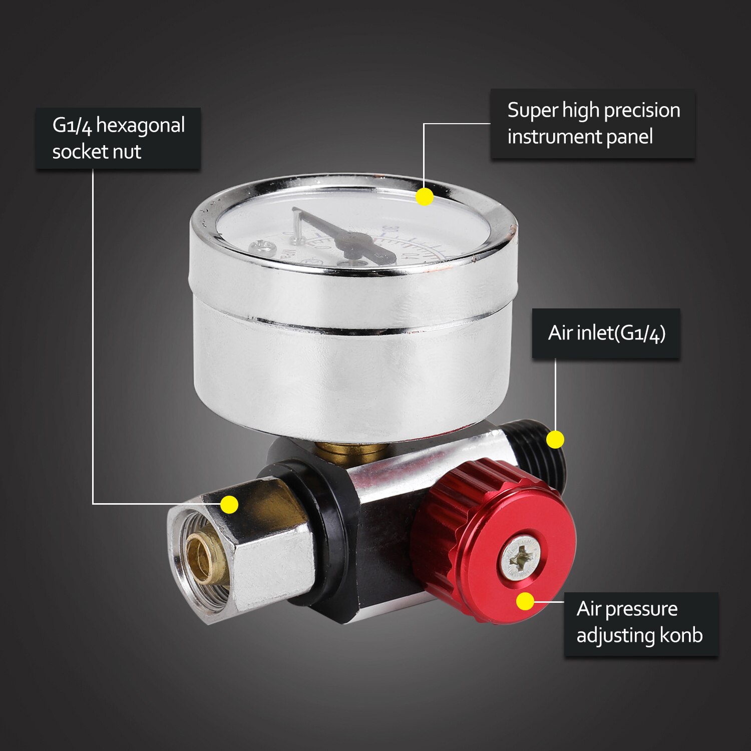 Kkmoon hvlp spray luftregulator trykmåler 1/4 "mini inline luftfilter separator justerbar lufttryk regulator gauge