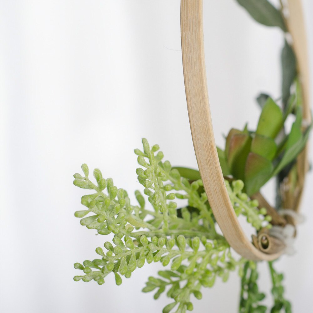 Cilected INS Artificial Green Plants Succulent Bamboo Ring Wall Hanging Home Hotel Shopping Mall Wall Decor Plastic Wreath