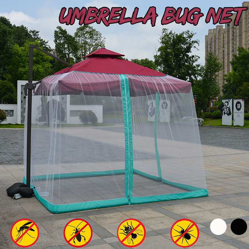 Outdoor Mesh Cover Anti-mosquito Paraplu Klamboe Voor Thuis Bed Outdoor Camping tweezijdige rits Zwart Wit