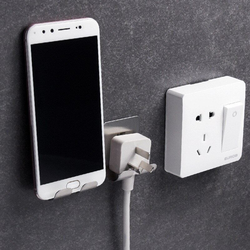 Vacclo Adhesive Storage Hook Shelf Holder Power Plug Holders Rack Bathroom Organizers Socket Wall Mounted Hanger Kitchen Tool