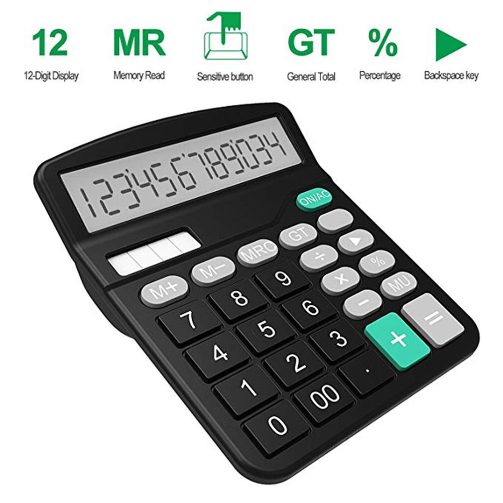 Kantoor Financiën Rekenmachine Calculat Plastic Solar Computer Business Finance Kantoor Rekenmachine 12-Bit Desktop Rekenmachine Kantoor