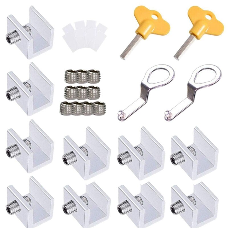 10PCS Adjustable Sliding Window Locks Stop Aluminum Alloy Door Frame Security Lo N58A