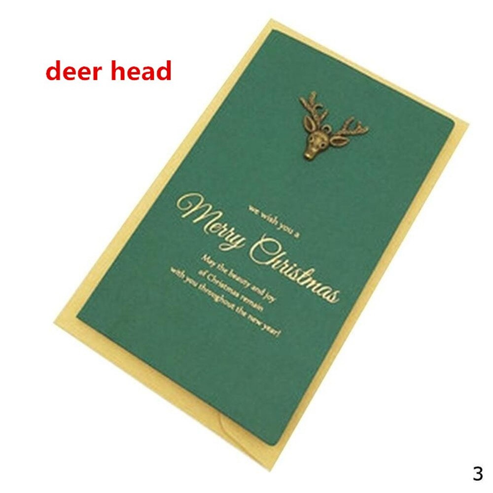 Gold Embossed chrismas Card Greeting cards Merry xmas Party Invitations Letter Greeting Cards with Envelope Stickers