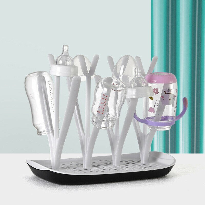 Égouttoir Biberon Morkka - Gazon Vert Gris - Séchage Accessoires Bébé - Anti BPA - 24x24x6cm