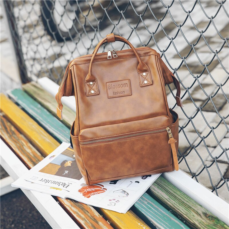 Vrouwen Laptop Student Rugzak Vrouwelijke School Rugzak Pu Lederen Dames Rugzak Rugzakken Voor Tiener Vrouwen Tas Mochila Vintage: brown