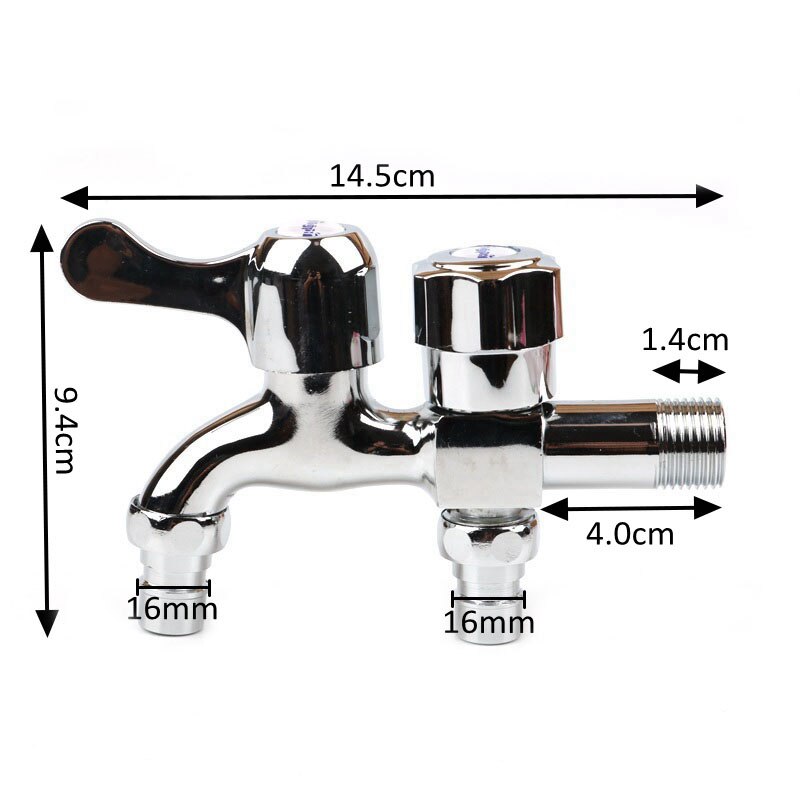 1pc Alloy 1/2" thread faucet water tap washing machine 2 way faucet wall mount Bibcock garden tap connector