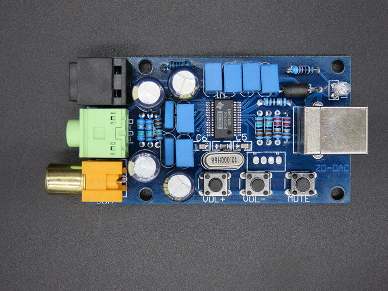 PCM2704 Decodificador USB DAC, tarjeta de sonido de ordenador, con DAC, fibra coaxial, con control de volumen