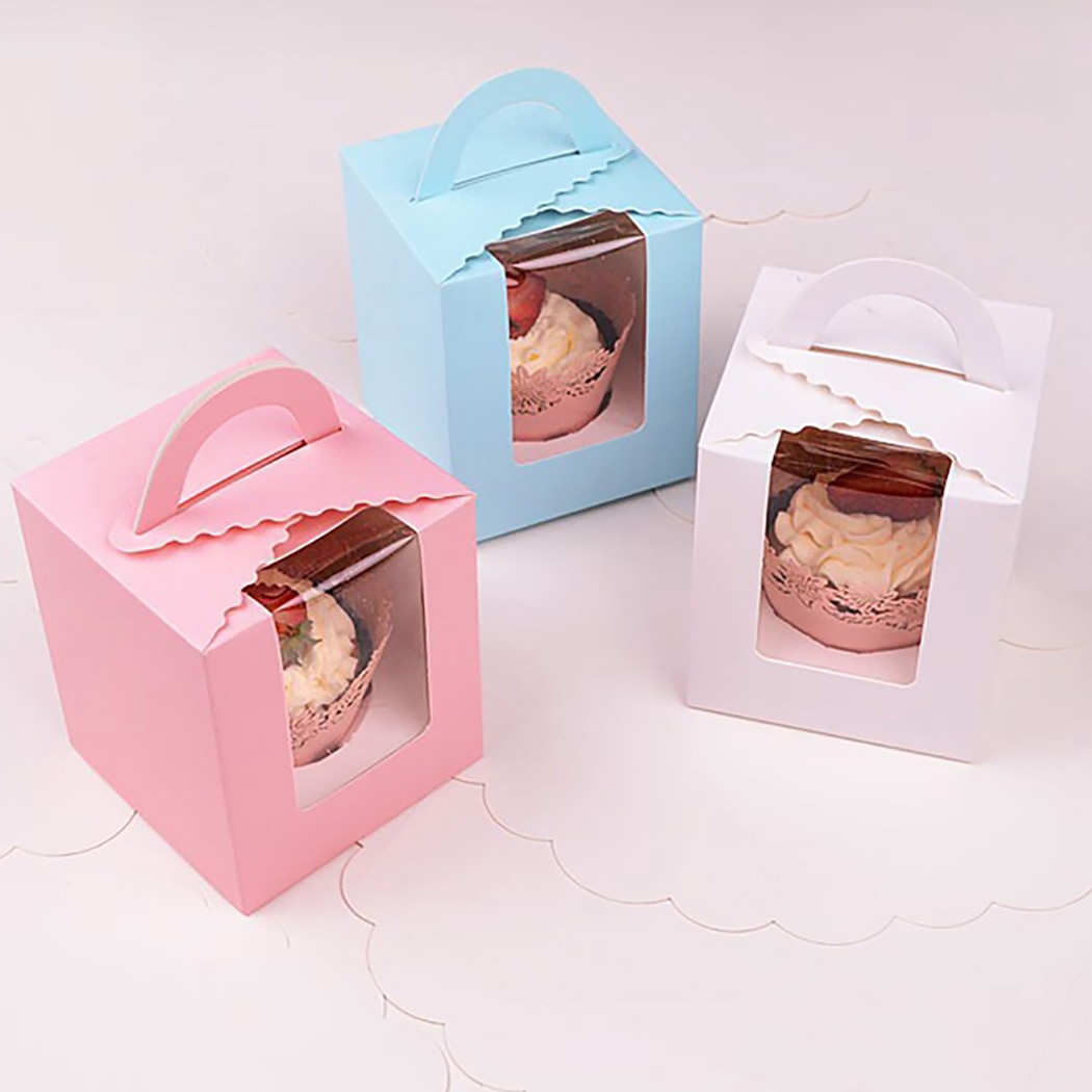 20 st söt mini kex godis låda enkel muffinslåda bärbar fönster cupcake låda mousse lera pudding flaska förpackningsmugg