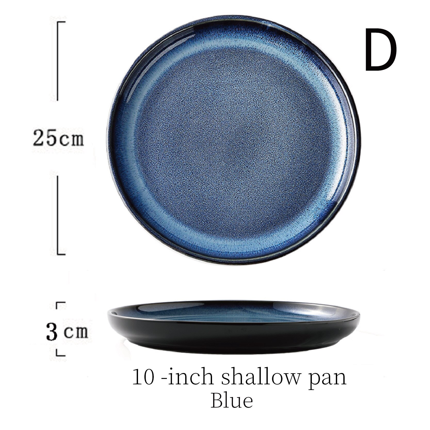 Nordic ceramic plates Restaurant kitchen food Salad dessert steak Dish Plate Gradient blue Round Salad Platter Dish Dinnerware: D