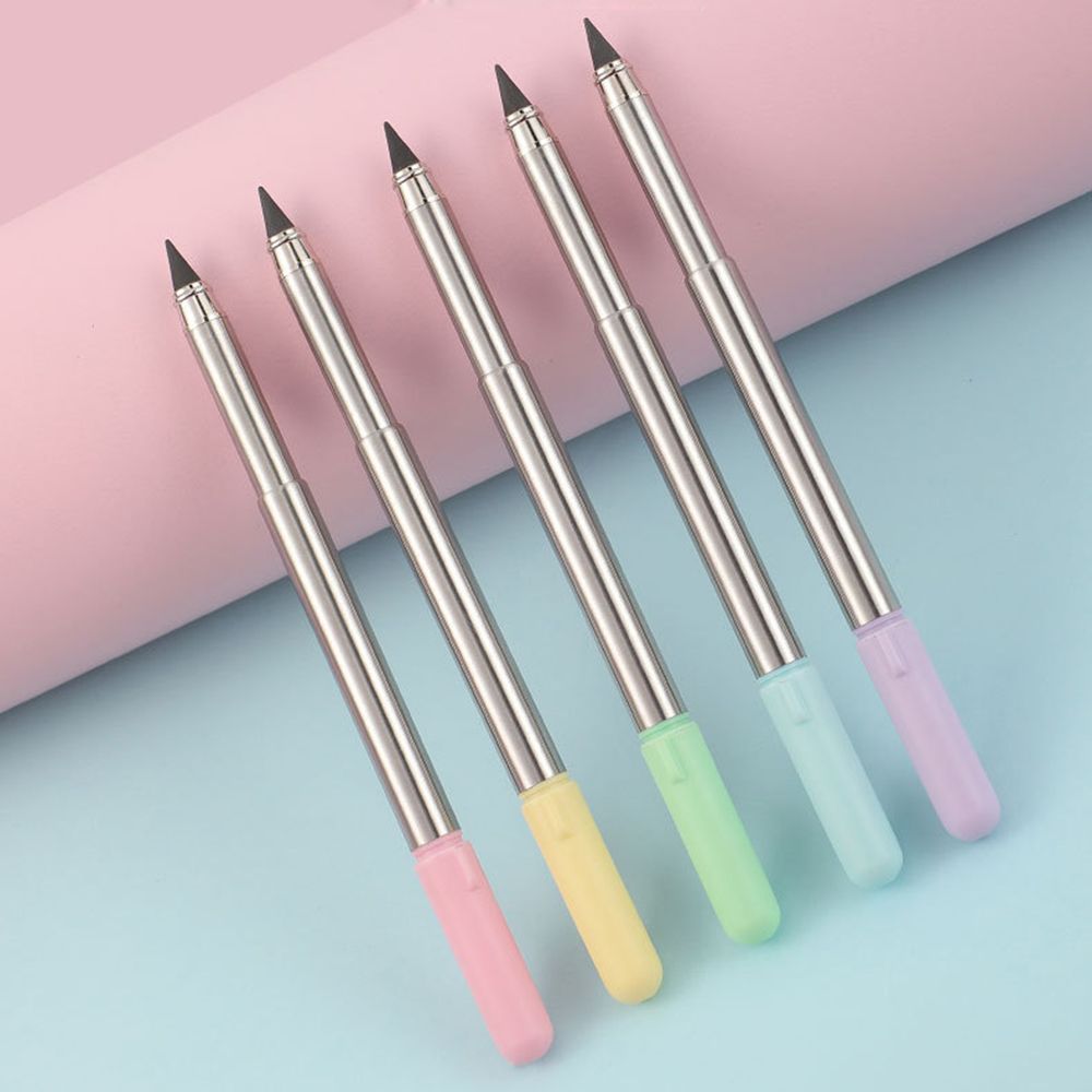 Inkless Pencil Retractable Metal Pen Writing Pencil Signature Pen Students Stationery Office School Supplies