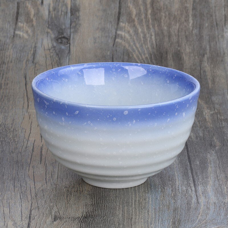 Bol en céramique japonais et coréen de 4.5 pouces, riz à motif d'anneau, bol Matcha japonais, bol à Dessert, bol à soupe, bol Ramen: Blue snowflakes