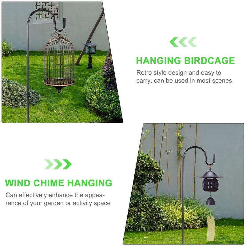 Gancho de pastor para plantas, Estaca de jardín, soporte para plantas al aire libre, colgador para plantas colgantes, luces solares, alimentadores de aves, decoración de jardín