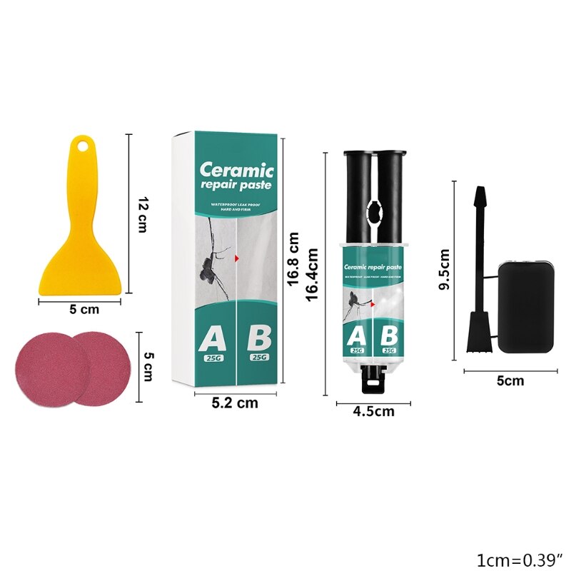 Ceramic Glue Adhesive Tile Repair Paste Kit with Free Scraper and Stirring Tool