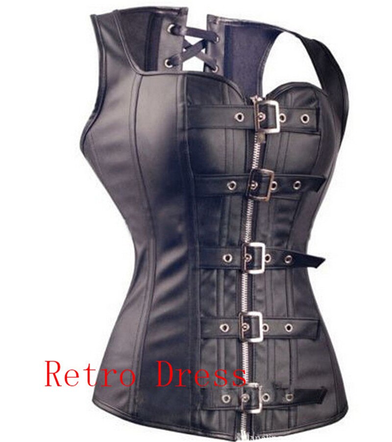 Zwarte Spiraal Staal Uitgebeend Steampunk Corset Bustier Top Jurk SEXY G-string Lingerie Vrouwen Korsetten Plus Size S-xxxxxxl