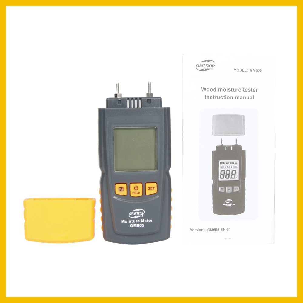 Digital LCD Display Wood Moisture Meter Humidity Tester Timber Damp Detector Portable Wood Moisture Meter GM605-BENETECH
