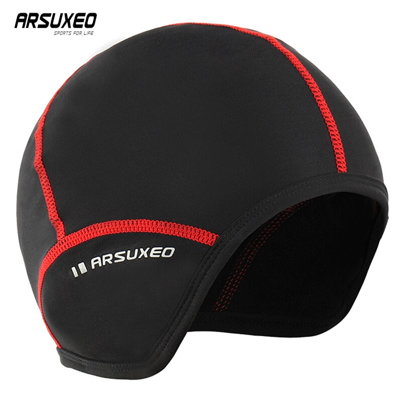 ARSUXEO Road Thermal Cycling Cap Spring Winter Bike Hat Head Cap for Men Fleece Cap Gorra Deportiva Bicycle Cap