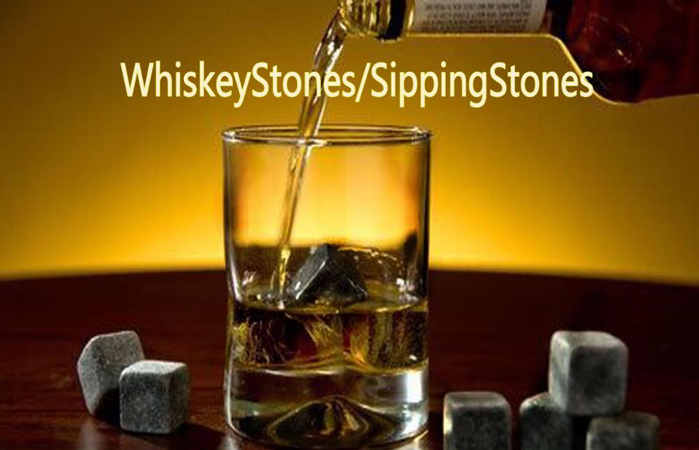 Whiskey Stones Set - 9 Graniet Chilling Stones Whisky Rocks-Herbruikbare Ijsblokjes Met Tang Stopper - Best drinken