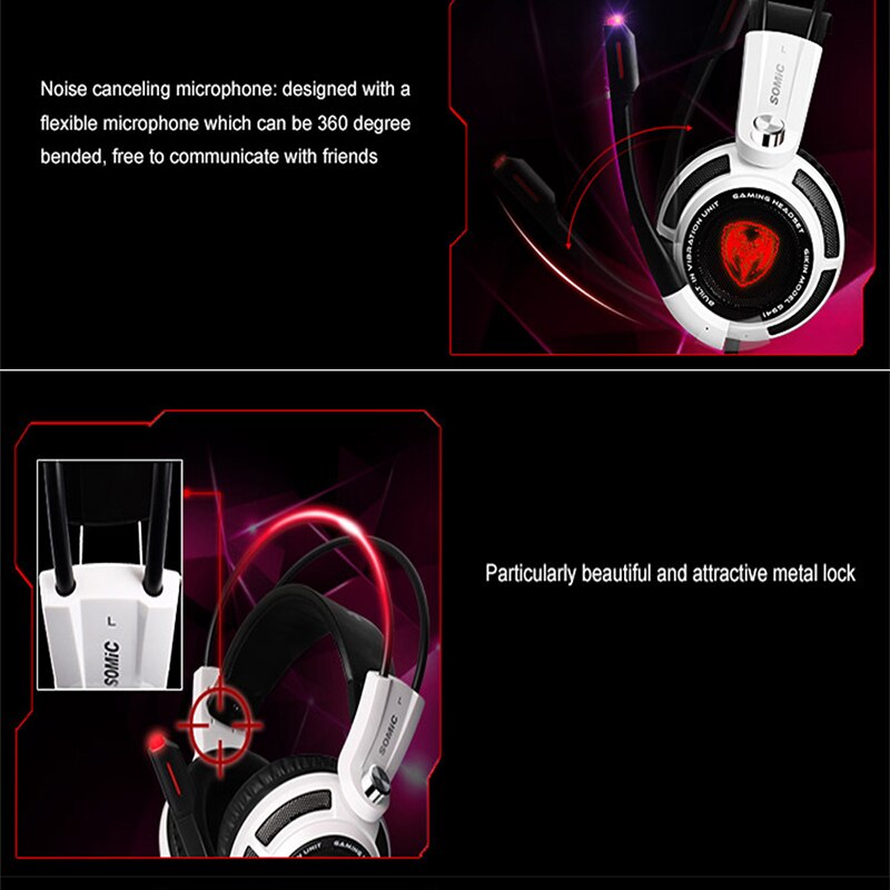 SOMiC G941 casque de jeu USB virtuel 7.1 Surround SVE Intelligent moteur de Vibration casque avec Microphone pour ordinateur