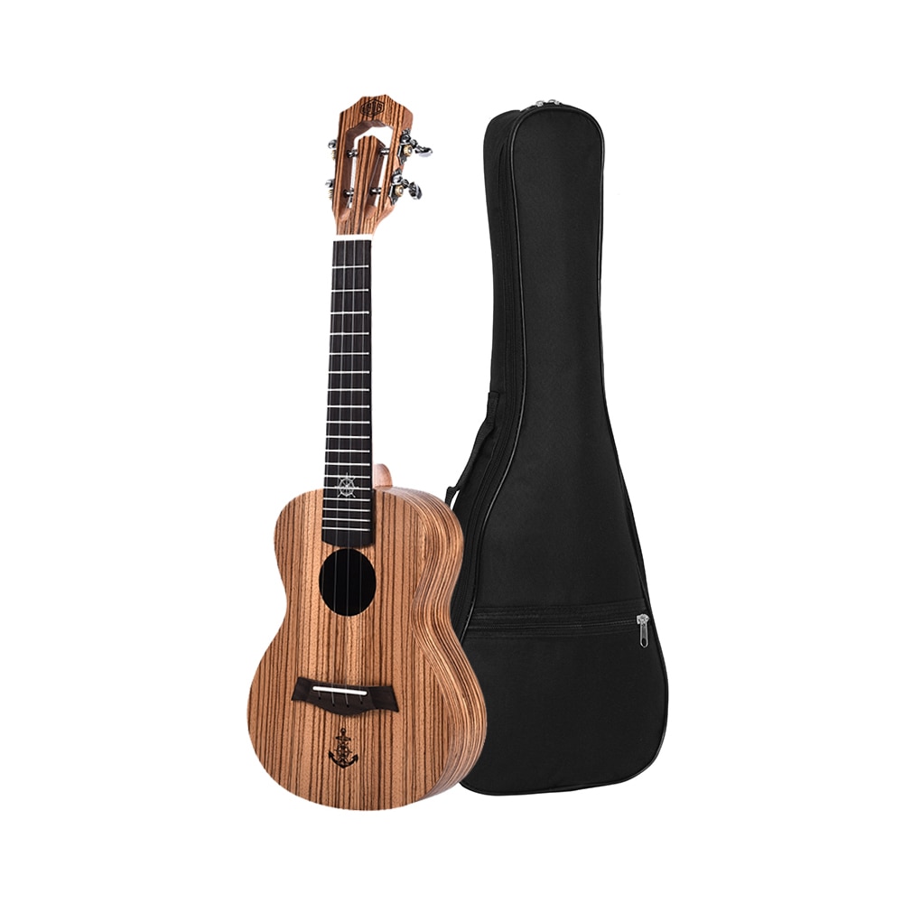 LINGTING ukelele de Tenor de 21/23/26 pulgadas, tablero superior de madera de cebra con bolsa, cuerdas de correa Uke, paño de limpieza Capo, 2 uds, púas para celuloide