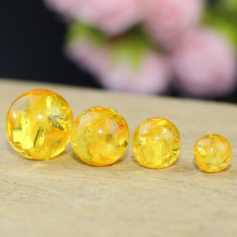 50pcs/lot Beautiful Amber Color Round Beads 6 8 10 12mm Handmade Bracelet Necklace Spacer Beads DIY Jewelry Making