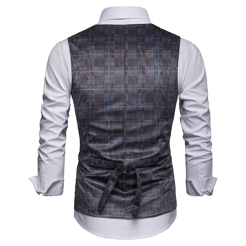 Mænd plaid jakkesæt vest klassisk formel business dobbeltradet slank vest vest social blazer bryllup brudgom vest mænd xxl