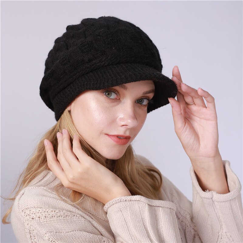 Chapeau en tricot pour femme, , ample, ample, en Crochet, décontracté, uni, doux, collection hiver: B