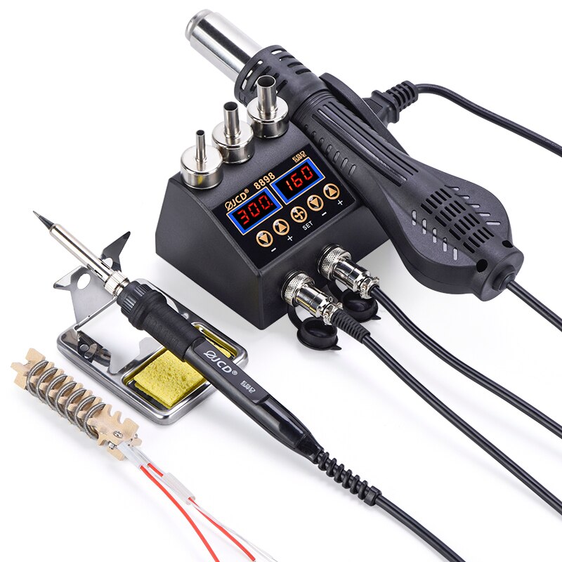 2 IN 1 Soldering station Digital Display 750W air SMD BGA Welding Rework station Adjustable temperature solder repair tools: White / 220V EU PLUG