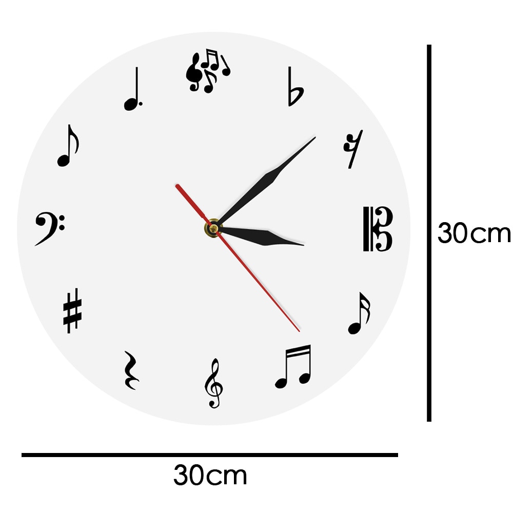 1Piece Music Notes Modern Wall Clock Acrylic Wall Clock For Music Lover Music Sign Wall Clock Watch Timepiece