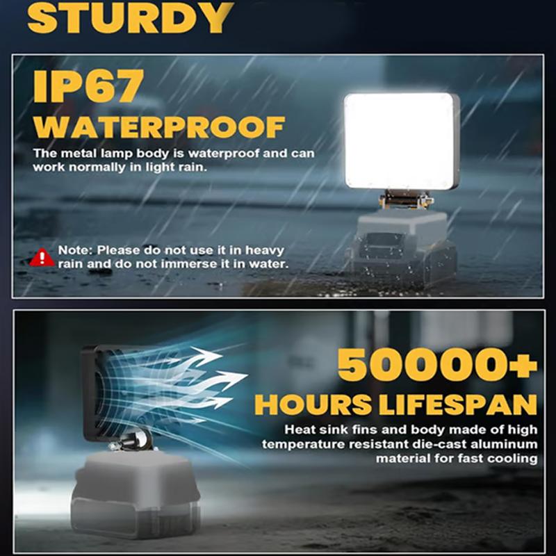 Herramienta eléctrica de 21V, batería de litio, iluminación LED Universal, luz de trabajo de reparación de automóviles, reflector, uso de construcción al aire libre a largo plazo