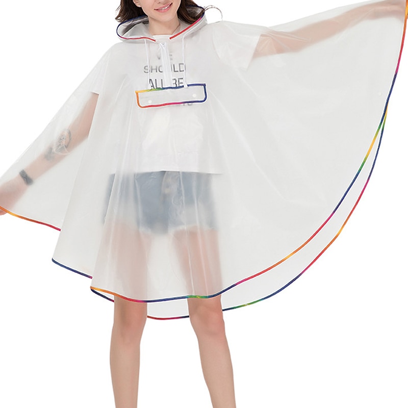 Waterproof Reusable Plastic EVA Women Rain Cape Raincoat Men Hooded Poncho For Hiking Riding