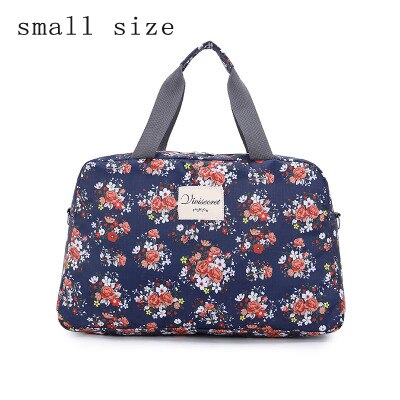 Bolso organizador de viaje con estampado de rosas, bolso de viaje plegable portátil para mujer, bolso de viaje para mujer: Azul