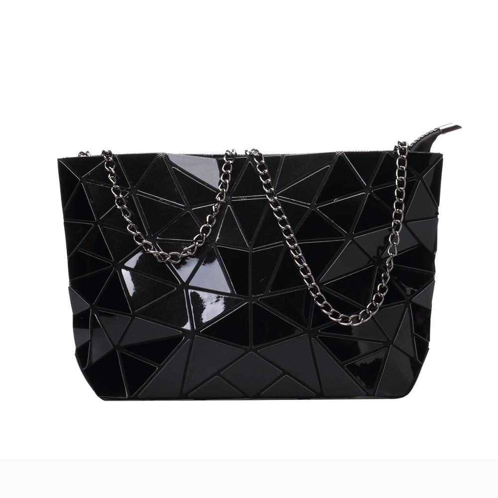 Vrouwen Keten Schoudertas Sac A Main Tas Mode Geometrische Messenger Bags Vlakte Vouwen Crossbody Tassen Clutch Avondtasje Bolso: black