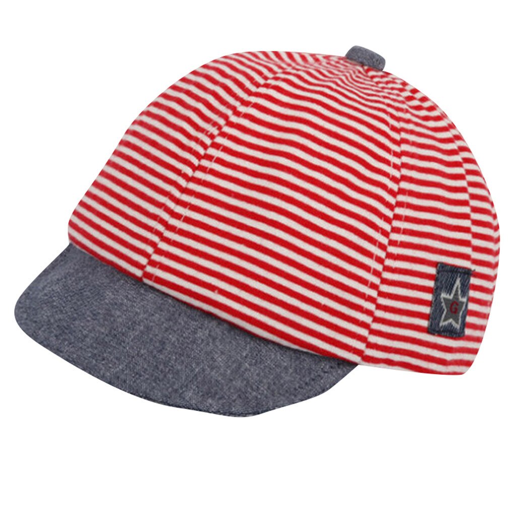 Cappello da bambino in cotone estivo cappello da bambino a righe Casual carino cappellino morbido gronda per bambini ragazze protezione solare cappelli cappellini детские шапки и шапки: Rosso
