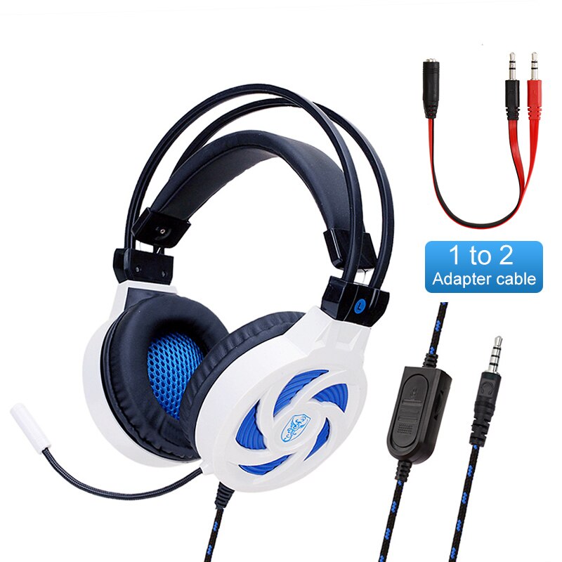 Til  ps4 pc gaming headset computer gamer kablede hovedtelefoner med mikrofon led bas hjelm musik bas børn høretelefon telefon bærbar: Hvid noled til  ps4