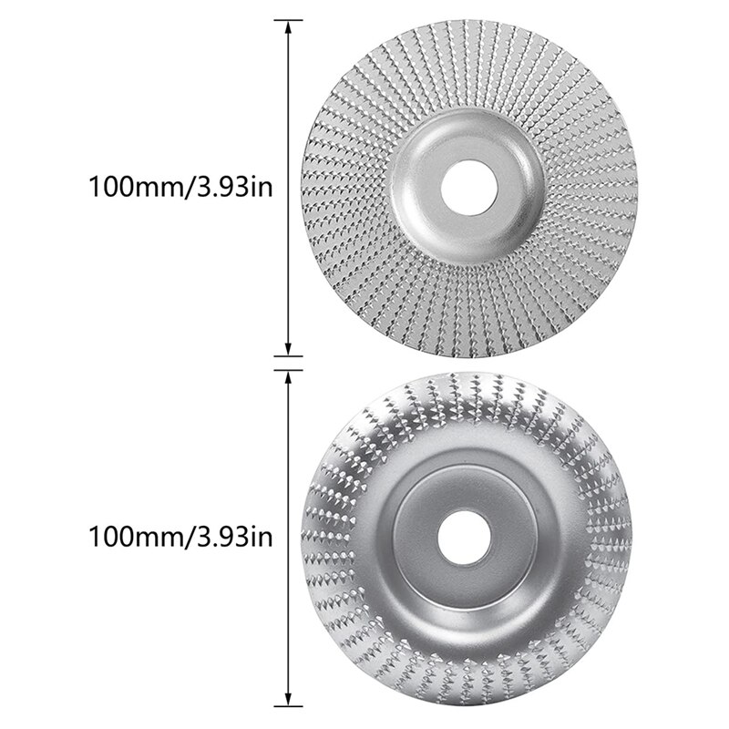 2 Stuks Hoek Slijpen Wielen, Houtbewerking Slijpen Rasp Disc, hout Schuurschijf Voor Haakse Slijper 100Mm Arc/100Mm Platte