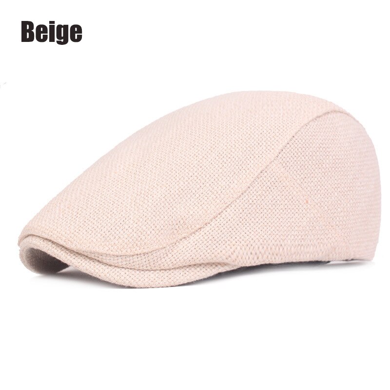 Roxcober Mannen Vrouwen Katoen Linnen Baretten Sombrero Hombre Outdoor Reizen Effen Gatsby Cap Klimop Hoed Driving Flat Cabbie Krantenjongenspet: Beige