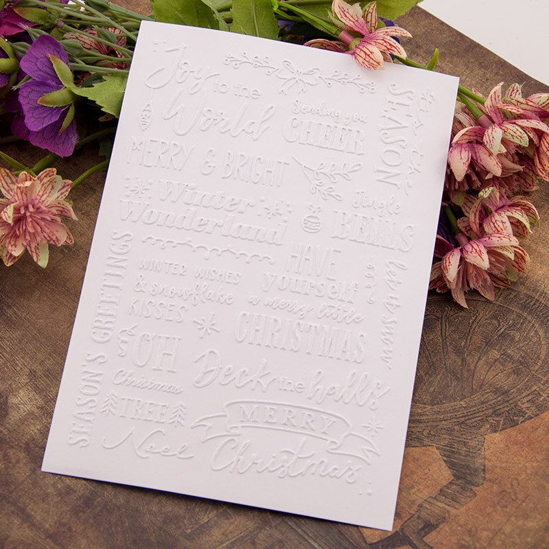 12.7x17.8cm Merry Christmas Words Embossing folders Plastic Embossing Folder For Scrapbooking DIY Photo Album Card