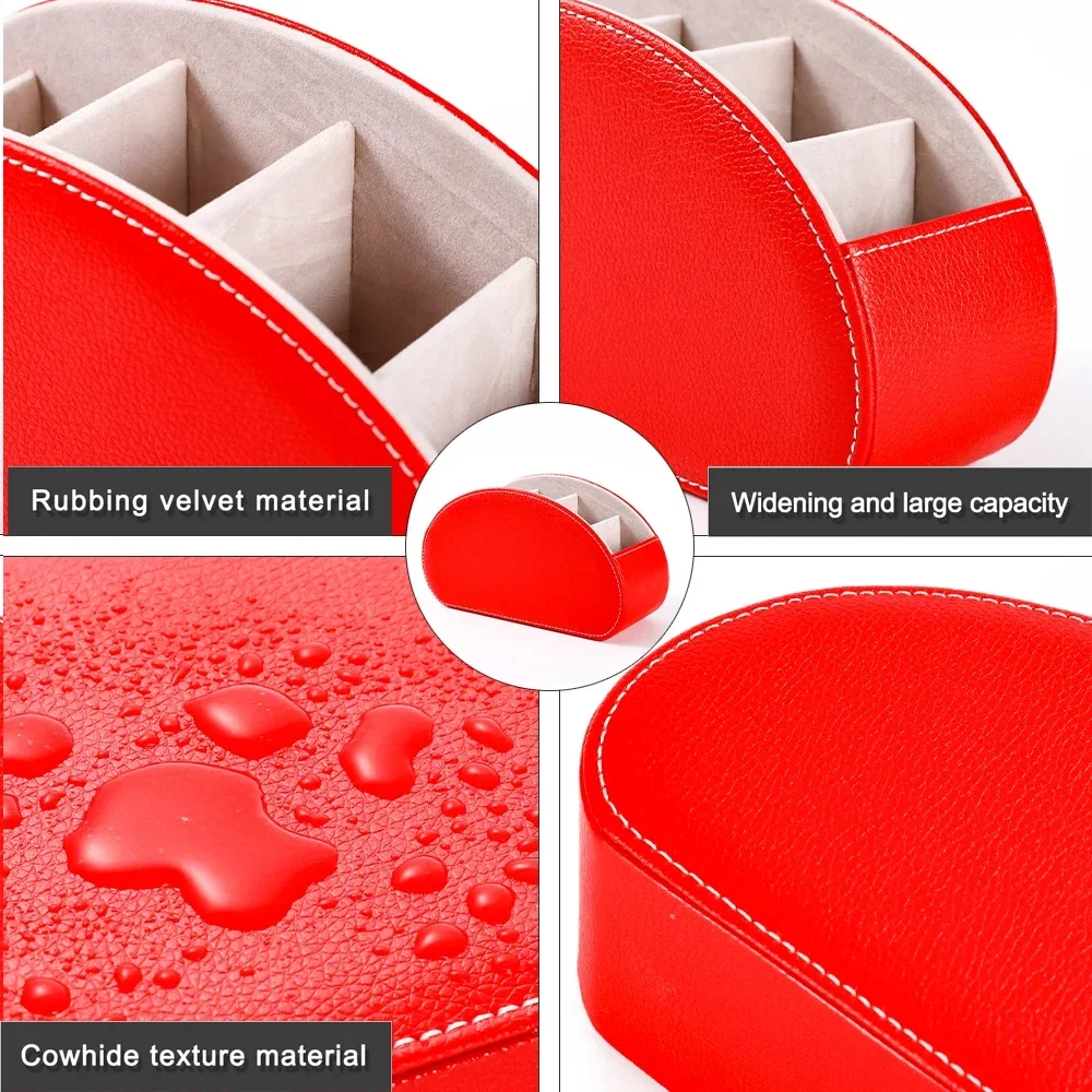 1PC Multifunctional 5 Grid Desktop PU Leather Organizer Remote Control Storage Box Cosmetics Makeup Brush Holder Sundries Stand